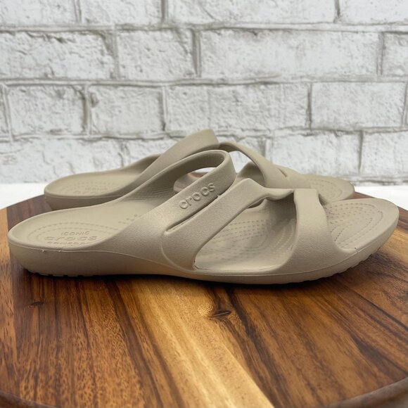 Crocs Kadee II 506756 Womens 10 Strappy Flats Slip On Beige Matte Sandals - Picture 5 of 11